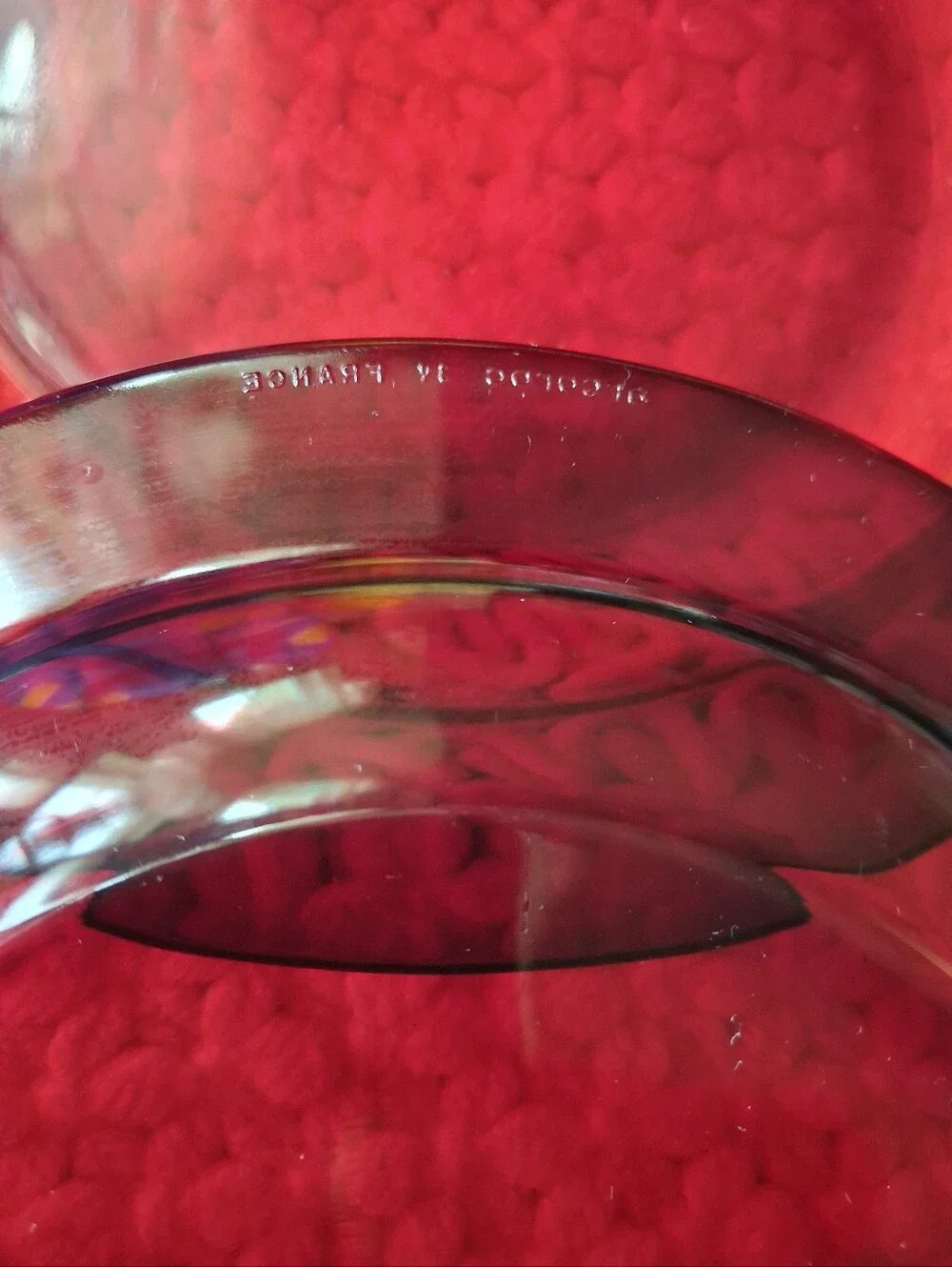 Vintage Set Of 12, Ruby Red Glass  Plate, Elegant Home Dining , Made In France
